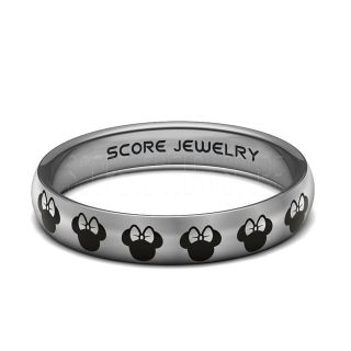 Minnie Mouse Ring 4mm Silver Tungsten Ring Minnie Mouse Design
