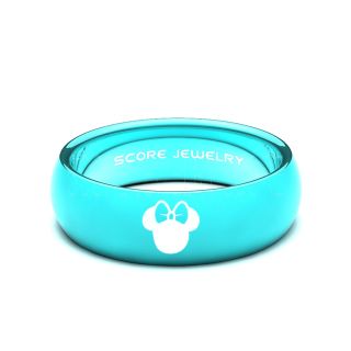 Minnie Mouse Ring 8mm Green Tungsten Ring Minnie Mouse Design