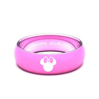 Minnie Mouse Ring 8mm Pink Tungsten Ring Minnie Mouse Design