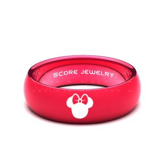Minnie Mouse Ring 8mm Red Tungsten Ring Minnie Mouse Design