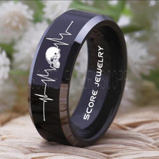 Black Tungsten Ring, Browns Tungsten Ring, Football Ring, Black Browns Football Ring