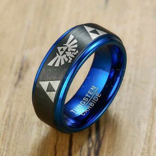 Legend of Zelda Ring, Zelda Triforce Ring, Black Zelda Wedding Ring, Black Tungsten Zelda Wedding Band, Black Tungsten Ring, Black Wedding Band, Gamer Ring