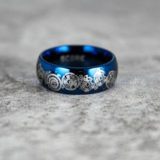 Doctor Who Ring, Gallifreyan Ring Doctor Who Jewelry, Doctor Who Wedding Band, Doctor Who Wedding Ring, 8mm Blue Tungsten Ring