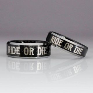 Ride Or Die Rings, Ride Or Die Wedding Rings, Ride Or Die Wedding Bands, Ride Or Die Jewelry, Black Tungsten Wedding Ring, Black Tungsten Rings