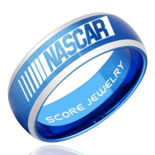 NASCAR Ring, NASCAR Jewelry, Racing Ring, Racing Flag Ring, Checkered Flag Ring, Chequered Flag Ring, Blue Tungsten Ring, Car Racing Ring, Blue Wedding Band, Blue Tungsten Ring
