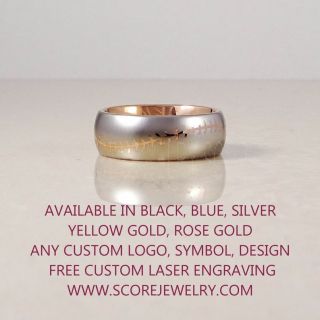 Baseball Ring, Baseball Stitch Pattern Ring, 14K Rose Gold Tungsten Ring, Rose Gold Ring, Rose Gold Wedding Band, Rose Gold Wedding Ring, Baseball Stitch Ring, Rose Gold Wedding Band