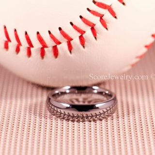 Baseball Ring, Baseball Stitch Pattern Ring, Silver Tungsten Ring, Silver Ring, Silver Wedding Band, Silver Wedding Ring, Baseball Stitch Ring, Silver Tungsten Band