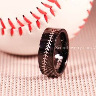 Baseball Ring, Baseball Ring, Baseball Stitch Pattern Ring, Black Tungsten Ring, Black Ring, Black Wedding Band, Black Wedding Ring, Baseball Stitch Ring, Black Tungsten Band