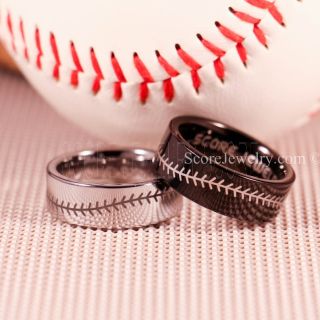 2 Piece Couple Set Baseball Rings, Baseball Stitch Pattern Rings, Silver Tungsten Rings, Silver Rings, Silver Wedding Bands, Silver Wedding Rings, Baseball Stitch Rings, Silver Tungsten Bands