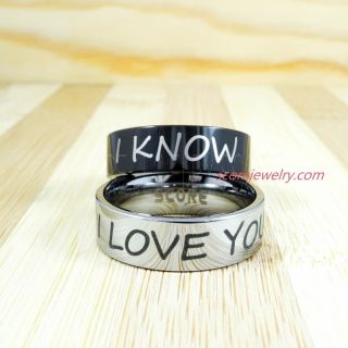 Star Wars Rings, Star Wars Jewelry, I Love You I Know Rings, 2 Piece Couple Set Star Wars Rings, Star Wars Wedding Bands, Matching I Love You I Know Rings, Silver Wedding Rings, Black Tungsten Bands, Star Wars Wedding Bands