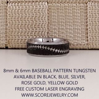 Baseball Ring, Baseball Stitch Pattern Ring, Black Tungsten Ring, Black Ring, Black Wedding Band, Black Wedding Ring, Baseball Stitch Ring, Black Wedding Band