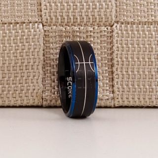 Basketball Ring, Basketball Seem Pattern Ring, 8mm Black Tungsten Ring, Basketball Jewelry, Black Wedding Band, Black Wedding Ring
