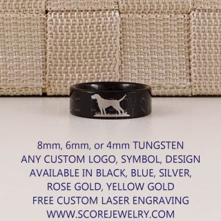 Dog Ring, Hunting Ring, Hunting Jewelry, Beagle Ring, Dog Hunting Ring, Dog Hunting Jewelry, Black Tungsten Ring, Black Wedding Band