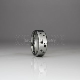 Wild Turkey Ring, Turkey Tracks Rings, Deer Hunting Ring, Fishing Ring, Silver Tungsten Ring, Silver Wedding Band, Hunting Ring, Deer Hunting Wedding Band, Deer Tracks Ring