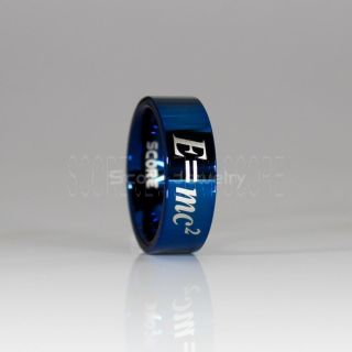 Einstein's Mass-Energy Equivalence Equation Ring, E = mc2 Ring, Science Ring, Science Jewelry, Teacher Ring, Teacher Jewelry, Blue Tungsten Ring