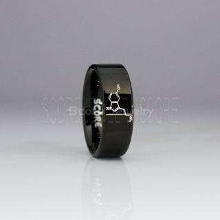 Serotonin Molecule Ring, Serotonin Ring, Neurotransmitter Ring, Molecule Ring, Biology Ring, Chemistry Ring, Science Jewelry, Teacher Ring, Teacher Jewelry, Black Tungsten Ring, Black Ring, Black Wedding Band