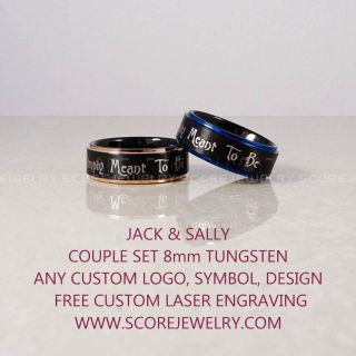 Simply Meant To Be Jack and Sally Rings, Jack and Sally Wedding Bands, Black Tungsten Rings, Black Tungsten Wedding Bands, Jack and Sally Wedding Rings