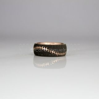 Baseball Ring, Baseball Stitch Pattern Ring, 14K Rose Gold Tungsten Ring, Rose Gold Ring, Rose Gold Wedding Band, Rose Gold Wedding Ring, Baseball Stitch Ring, Rose Gold Wedding Band