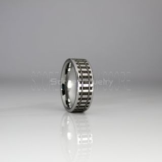 Railroad Ring, Railroad Wedding Band, Train Tracks Ring, Train Tracks Wedding Ring, Silver Tungsten Wedding Ring, Tungsten Wedding Band