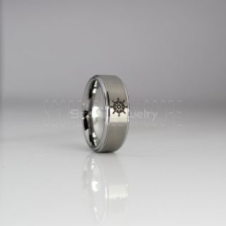 Nautical Ring, Ship Wheel Ring, Anchor Ring, Silver Anchor Ring, Silver Tungsten Ring, Silver Nautical Ring, Ship Wheel Anchor Silver Wedding Band, Silver Ship Wheel Anchor Tungsten Ring