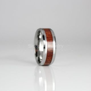 Koa Ring, Koa Wood Ring, Koa Wood Wedding Band, 8mm Silver Wedding Band, Silver Tungsten Ring