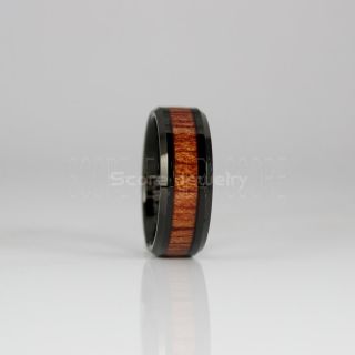 Wood Ring, Redwood Wood Wedding Band, 8mm Black Tungsten Band Redwood Wood Inlay, Black Wedding Ring, Black Wedding Band, Black Wood Ring
