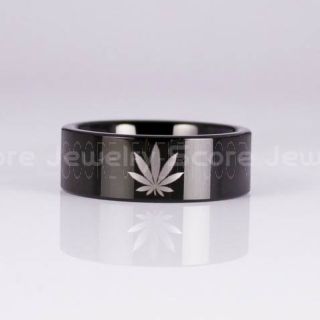 Marijuana Leaf Ring, Marijuana Ring, Cannabis Leaf Ring, Cannabis Ring, Marijuana Jewelry, Black Tungsten Ring, Black Ring, Cannabis Jewelry, Weed Ring, Pot Ring