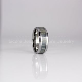 Oak Wood Ring, Oak Wood Wedding Band, 8mm Silver Tungsten Band with Domed Edge and Oak Wood Inlay, Oak Wood Tungsten Wedding Ring