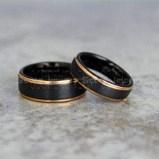 Classic Black Tungsten Rings, Black Tungsten Wedding Bands, 2 Piece Couple Set Black Wedding Bands, Black Wedding Rings, Black Tungsten Wedding Rings