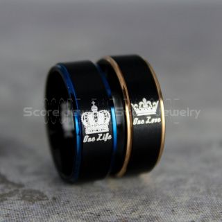 King and Queen Rings, King & Queen Rings, King Crown & Queen Crown Rings, King Queen Wedding Bands, King Ring, Queen Ring, Matching Ring Set, 2 Piece Couple Set Black Tungsten Rings King & Queen Ring