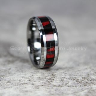 Wood Ring, Redwood Ring, Redwood Wedding Band, 8mm Silver Wedding Band, Silver Tungsten Ring