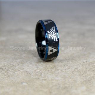Zelda Ring, Gamer Ring, Legend of Zelda Ring, Zelda Wedding Ring, Zelda Wedding Band, Black Tungsten Ring, Black Wedding Band