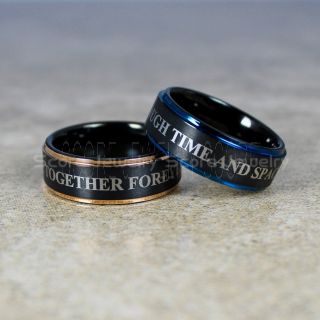 Doctor Who Ring, Doctor Who Wedding Ring, Gallifreyan Ring, Tungsten Band Together Forever Through Time and Space Tungsten Band