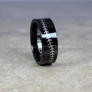 Baseball Ring, Baseball Wedding Ring, Baseball Stitch Pattern Ring, Black Tungsten Ring, Black Ring, Black Wedding Band, Black Wedding Ring, Baseball Stitch Ring, Black Tungsten Band