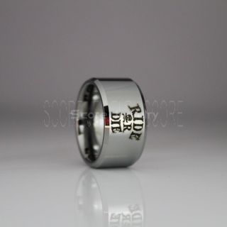 Ride Or Ride Ring, Ride Or Ride Wedding Ring, Skull Ring, Motorcycle Ring, Ride Or Ride Wedding Band, Ride Or Ride Jewelry, Biker Ring, Biker Tungsten Wedding Ring, Silver Tungsten Rings