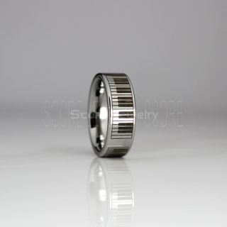 Piano Ring, Piano Jewelry, Piano Key Ring, Piano Key Jewelry, Music Ring, Music Wedding Ring, Music Jewelry, Silver Tungsten Ring, Silver Ring, Silver Wedding Band