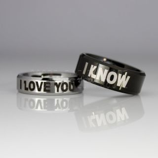 Star Wars Rings, 2 Piece Couple Set Star Wars Rings, Star Wars Wedding Bands, I Love You I Know Ring, Silver Wedding Rings, Silver Tungsten Bands, Star Wars Wedding Bands