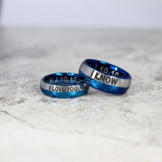 I Love You I Know Rings, Star Wars Rings, Star Wars Jewelry, Blue Tungsten Rings, Blue Wedding Bands, Couple Ring Set Gamer Rings, Blue Tungsten Wedding Bands