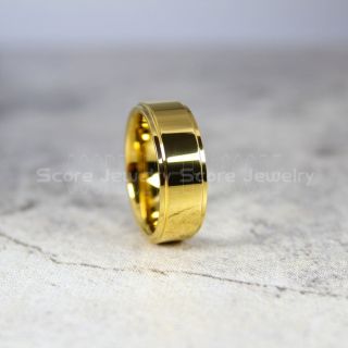 14K Yellow Gold Tungsten Ring, 8mm Classic Yellow Gold Tungsten Wedding Band, Yellow Gold Wedding Band, Yellow Gold Wedding Ring, Yellow Gold Tungsten Wedding Ring