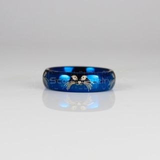 Cat Ring, Cat Lovers Ring, Pet Ring, Cat jewelry, Cat Face Ring, 6mm Blue Tungsten Band, Blue Tungsten Ring, Blue Ring