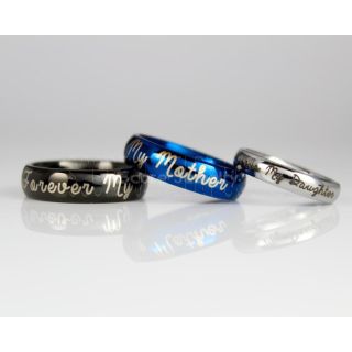 Mother Daughter Rings, Mother Daughter Jewelry, 2 Piece Set Tungsten Bands with Domed Edge Mother and Daughter "Forever My Mother, Always My Daughter" Rings - 6mm & 4mm Tungsten Rings