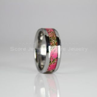 Pink Camouflage Ring, Pink Camo Ring, Pink Camo Wedding Ring, Silver Tungsten Wedding Band, Pink Tungsten Camo Ring