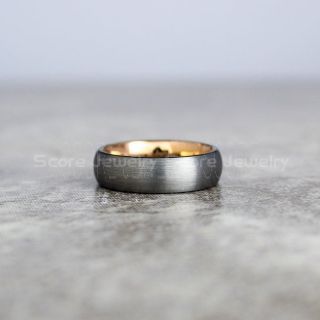 Silver Wedding Band, Silver Tungsten Ring, 6mm Classic Silver Tungsten Wedding Band with 14K Rose Gold Interior, Silver Wedding Band, Silver Wedding Ring, Silver Tungsten Wedding Ring