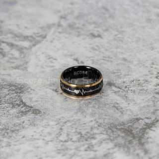 Heartbeat Ring, Black Tungsten Ring, Heartbeat Wedding Ring, Heartbeat Black Tungsten Ring, Black Wedding Band