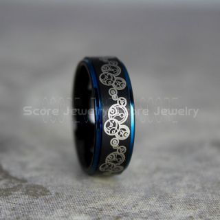 Doctor Who Ring, Gallifreyan Ring Doctor Who Jewelry, Doctor Who Wedding Band, Doctor Who Wedding Ring, 8mm Black Tungsten Ring