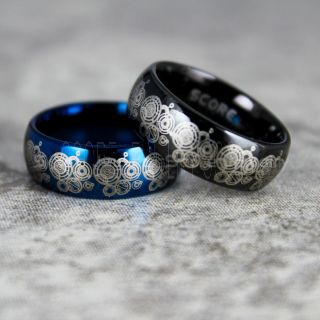 Doctor Who Rings, Doctor Who Wedding Rings, 2 Piece Couple Set Doctor Who Rings, Gallifreyan Rings, Doctor Who Jewelry, Doctor Who Wedding Bands, Doctor Who Wedding Rings