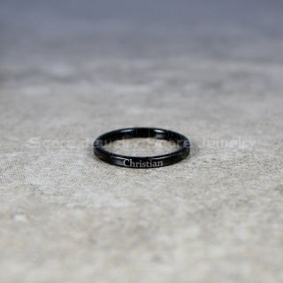 PERSONALIZED CUSTOM Engraving 2mm Black Tungsten Ring, Stackable Black Tungsten Wedding Band, Black Wedding Band, Black Wedding Ring, Black Tungsten Wedding Ring