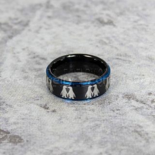 Penguin Ring, Penguins Ring, Penguin Couple Ring, Black Tungsten Ring, Black Tungsten Band, Tungsten Wedding Ring, Penguin Couples Ring, Black Wedding Ring
