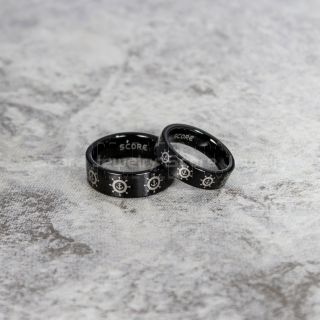 Nautical Rings, Ship Wheel Rings, Anchor Rings, 2 Piece Couple Set Anchor Wedding Rings, Black Wedding Bands, Black Tungsten Bands, Black Wedding Rings, Black Tungsten Wedding Rings