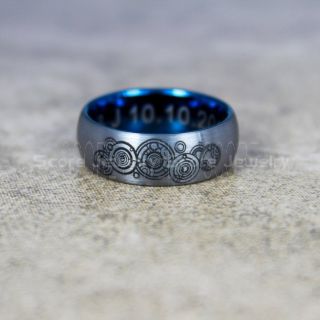 Doctor Who Ring, Gallifreyan Ring Doctor Who Jewelry, Doctor Who Wedding Band, Doctor Who Wedding Ring, 8mm Silver Tungsten Ring